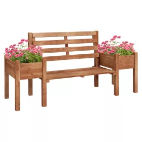   Kerti pad virágládával 184x59x95 cm 2 személyes fa kerti pad beépített növénytartóval barna