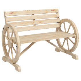   Fa kerti pad kerék dizájnnal 2 személyes rusztikus kerti pad 105,5 x 56 x 79 cm natúr