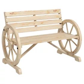   Fa kerti pad kerék dizájnnal 2 személyes rusztikus kerti pad 105,5 x 56 x 79 cm natúr