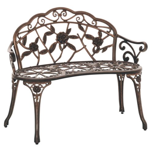 2 személyes fém kerti pad retro stílusban 100x54x78 cm bronz