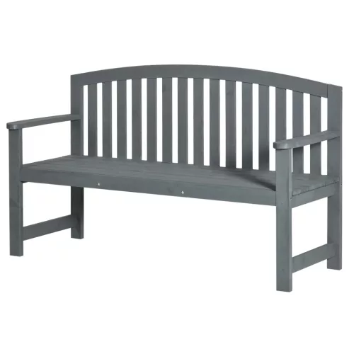 Fa kerti pad 2 személyes kerti pad háttámlával időjárásálló 240 kg teherbírás 143x51x85 cm szürke