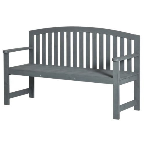 Fa kerti pad 2 személyes kerti pad háttámlával időjárásálló 240 kg teherbírás 143x51x85 cm szürke