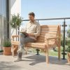 Kerti pad 2 személyes fa kerti pad karfával, időjárásálló kültéri kerti bútor 