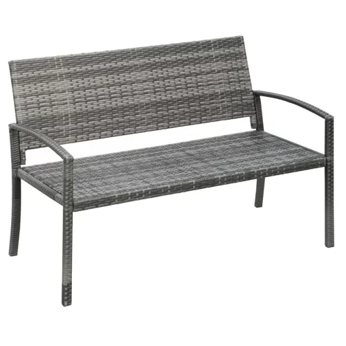 2 személyes polyrattan kerti pad rattan hatású acél vázzal 2 személyes 122x60x87 cm barna
