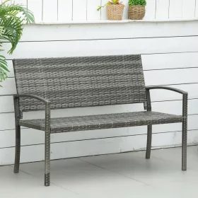   2 személyes polyrattan kerti pad rattan hatású acél vázzal 2 személyes 122x60x87 cm barna