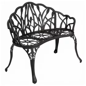  Kerti pad 2 személyes 99x57x78 cm öntött alumínium kerti pad virág mintával, fekete