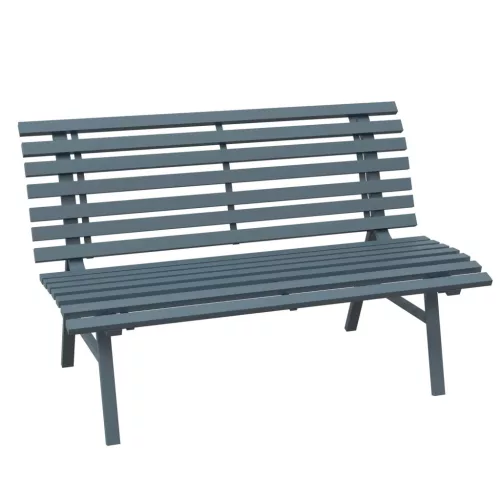 Alumínium kerti pad 123x67x79 cm 2 személyes lamellás kerti pad időjárásálló kék