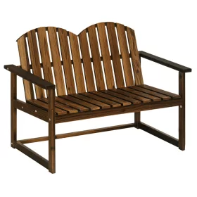   Fa kerti pad 2 személyes rusztikus kerti pad karbonizált fenyőfa 114x63x86 cm