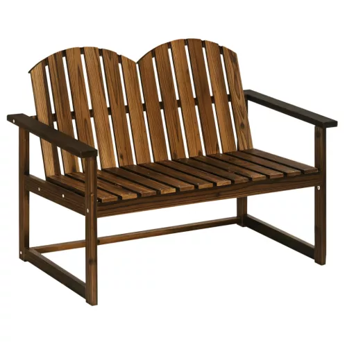 Fa kerti pad 2 személyes rusztikus kerti pad karbonizált fenyőfa 114x63x86 cm