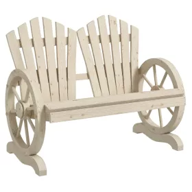   Fa kerti pad kerék karfával 2 személyes rusztikus kerti pad, természetes fa, 108 cm