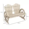Fa kerti pad kerék karfával 2 személyes rusztikus kerti pad, természetes fa, 108 cm