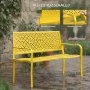 Kerti pad 2 személyes fém kerti pad háttámlával, időjárásálló, sárga 240 kg teherbírás 