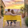 Kerti pad 2 személyes fém kerti pad háttámlával, időjárásálló, sárga 240 kg teherbírás 