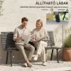 Kerti pad 3 személyes 154x68x88 cmidőjárásálló fém kültéri pad széles ülőfelülettel 240 kg teherbírás