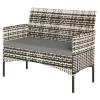 Kerti rattan kanapé 2 személyes PE rattan kerti ülőgarnitúra párnával, szürke