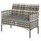 Kerti rattan kanapé 2 személyes PE rattan kerti ülőgarnitúra párnával, szürke