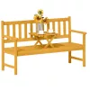 Fa kerti pad asztallal 149x56,5x89 cm 2-3 személyes kerti pad, lehajtható középső asztallal, teak szín