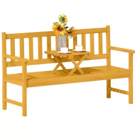   Fa kerti pad asztallal 149x56,5x89 cm 2-3 személyes kerti pad, lehajtható középső asztallal, teak szín