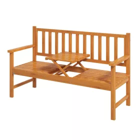   Fa kerti pad asztallal 2-3 személyes kerti pad lehajtható asztallal 153x56x91 cm világosbarna