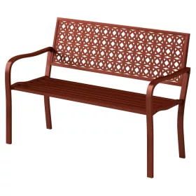   Kerti pad 2 személyes fém kerti pad háttámlával és karfával piros 127 cm