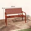 Kerti pad 2 személyes fém kerti pad háttámlával és karfával piros 127 cm