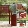 Kerti pad 2 személyes fém kerti pad háttámlával és karfával piros 127 cm