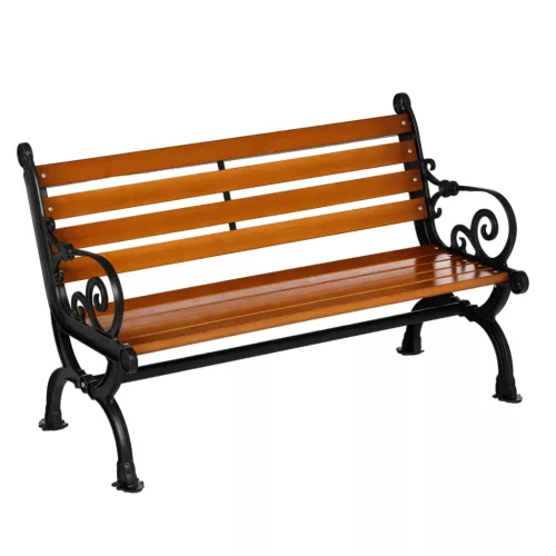 Kerti pad fém-fa kombináció 120x64x79 cm 2 személyes kerti pad öntött alumínium vázzal, teak 