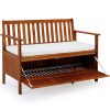 Garden bench with storage Acacia wood garden bench with storage box and upholstered seat cushion