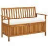 Garden bench with storage Acacia wood garden bench with storage box and upholstered seat cushion