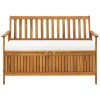 Garden bench with storage Acacia wood garden bench with storage box and upholstered seat cushion
