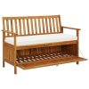 Garden bench with storage Acacia wood garden bench with storage box and upholstered seat cushion