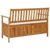 Garden bench with storage Acacia wood garden bench with storage box and upholstered seat cushion