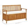 Garden bench with storage Acacia wood garden bench with storage box and upholstered seat cushion