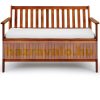 Garden bench with storage Acacia wood garden bench with storage box and upholstered seat cushion