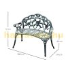 Garden bench antique flower pattern metal garden furniture 100x54x80 cm