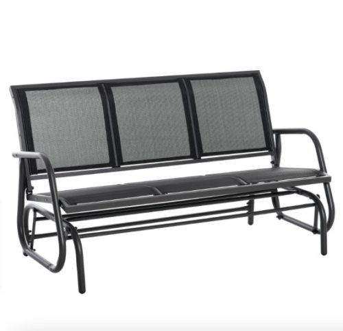 Garden bench rocking bench metal seating for 3 people 151x75x85 cm