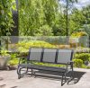 Garden bench rocking bench metal seating for 3 people 151x75x85 cm
