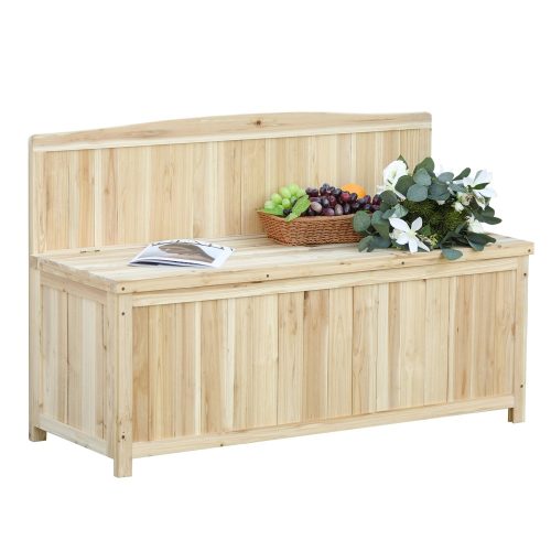 Garden bench wooden seating furniture storage box 250 kg capacity pine 115x45x75 cm