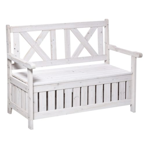 2 személyes kerti pad tárolóval fehér 115x61x85 cm