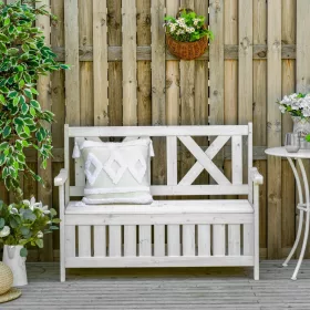 2 személyes kerti pad tárolóval fehér 115x61x85 cm