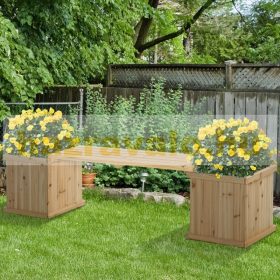   Kerti pad virágtartó ládával 176x38x40 cm natúr fa kerti bútor, kültéri ülőbútor