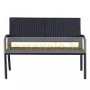 Garden bench polyrattan outdoor furniture 122x60x87 cm black color