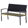 Garden bench polyrattan outdoor furniture 122x60x87 cm black color