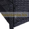 Garden bench polyrattan outdoor furniture 122x60x87 cm black color