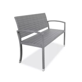   Kerti pad polirattan kültéri bútor 122x52,5x86,5 cm szürke szín