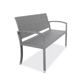   Kerti pad polirattan kültéri bútor 122x52,5x86,5 cm szürke szín