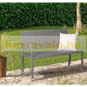   Kerti pad polirattan kültéri bútor 122x52,5x86,5 cm szürke szín