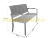 Garden bench polyrattan outdoor furniture 122x52.5x86.5 cm gray color