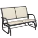 Kerti pad 2 személyes fém kerti hintapad 200 kg teherbírás 120x70x85 cm, fekete-bézs színű
