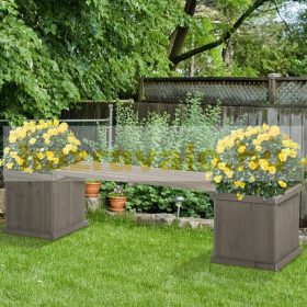   Kerti pad virágtartó ládával 176x38x40 cm szürke kerti bútor, kültéri ülőbútor